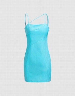 Blue Urban Revivo Striped Cami Women's Dress | GLIVYQ-487