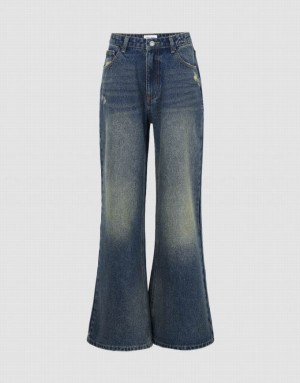 Blue Urban Revivo Wide-Leg Women's Jeans | AEYUTD-978