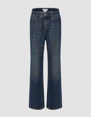 Blue Urban Revivo Wide-Leg Women's Jeans | EVJCBO-280