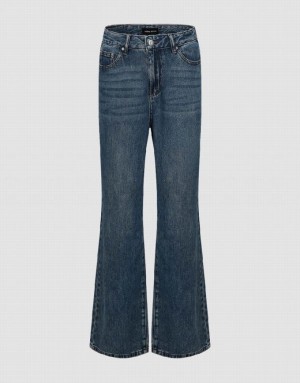 Blue Urban Revivo Wide-Leg Women's Jeans | UGFQVY-264