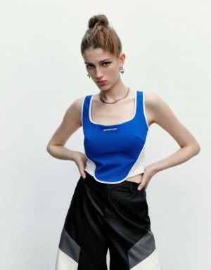 Blue / White Urban Revivo Square-cut Collar Women's Camisole | VBCQIJ-436