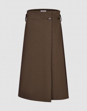 Brown Urban Revivo Midi A-Line Women's Skirts | OIETMN-697