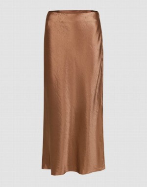 Brown Urban Revivo Midi Straight Women's Skirts | NDVLZW-375