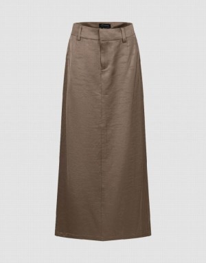 Brown Urban Revivo Midi Straight Women's Skirts | KYNHBW-208