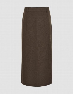 Brown Urban Revivo Midi Straight Women's Skirts | DOZYCX-076