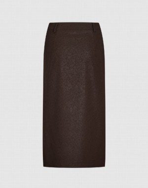 Brown Urban Revivo Split Hem Straight Women's Skirts | LHRIEJ-596