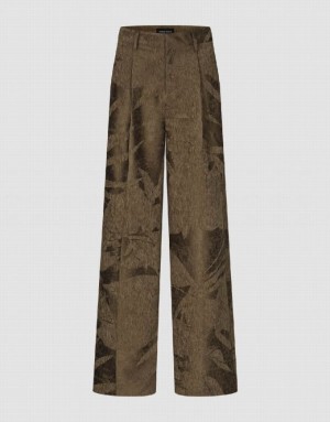 Brown Urban Revivo Textured Wide-Leg Women's Pants | DLJKOF-741