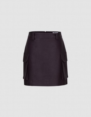 Brown Urban Revivo Vegan Leather Mini A-Line Women's Skirts | IHMDYP-856