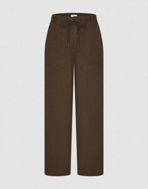 Brown Urban Revivo Wide-Leg With Rope Women's Pants | ODTLJI-541