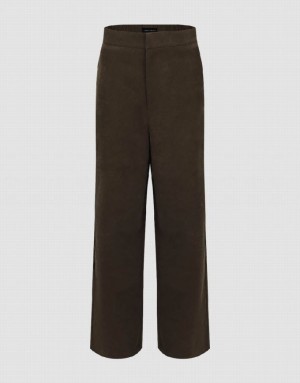 Brown Urban Revivo Wide-Leg Women's Pants | QPERJT-043