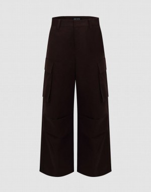 Brown Urban Revivo Wide-Leg Women's Pants | RCNUJV-925