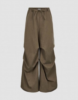 Coffee Urban Revivo Drawstring Waist Wide-Leg Women's Pants | ATDLFU-708