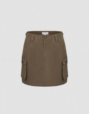 Coffee Urban Revivo Mini A-Line Women's Skirts | MSRVHK-024