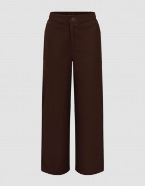 Coffee Urban Revivo Straight Women's Pants | GXTWLQ-354