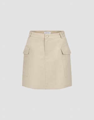 Cream Urban Revivo Mini A-Line Women's Skirts | YBCKTM-697