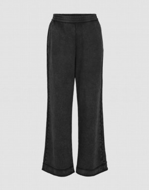 Dark Grey Urban Revivo Elastic Waist Knitted Wide-Leg Women's Pants | VMTBJO-972