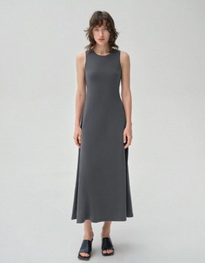 Dark Grey Urban Revivo Sleeveless Crew Neck A-Line Women's Dress | TSUYIF-349