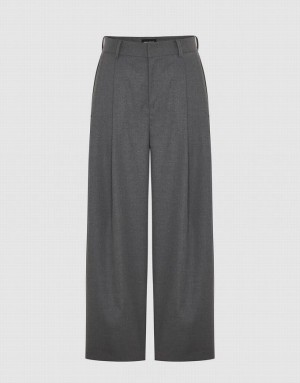 Dark Grey Urban Revivo Tailored Wide-Leg Women's Pants | TBKOUJ-082