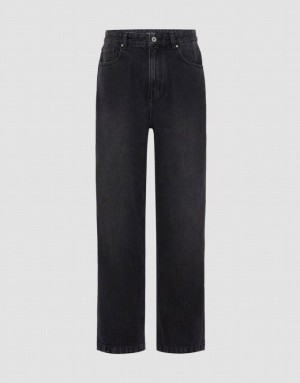 Dark Grey Urban Revivo Wide-Leg Men's Jeans | FHRLVA-293