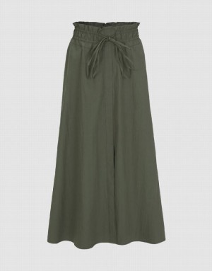 Green Urban Revivo Elastic Waist A-Line Women's Skirts | WFANIU-867