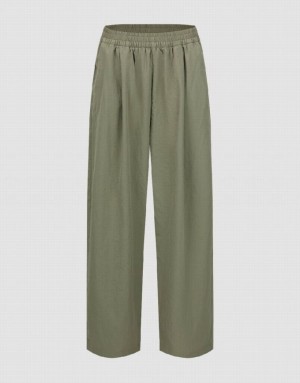 Green Urban Revivo Elastic Waist Carrot Fit Women's Pants | HEMURJ-479