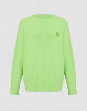 Green Urban Revivo Heart Detail Oversized Women's Sweaters | FIYGSA-295