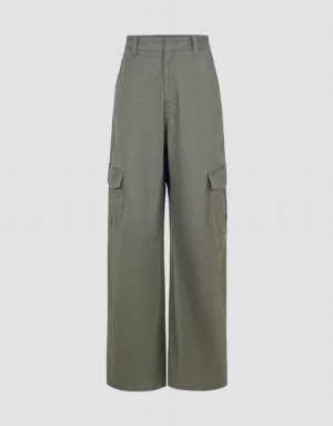 Green Urban Revivo Loose Straight Women's Pants | SXWLGI-309