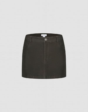 Green Urban Revivo Raw Hem Mini Straight Women's Skirts | MJBQLD-715