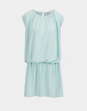 Green Urban Revivo Ruffle Hem Ruched Sleeveless Women's Casual Dress | CGOUIQ-537