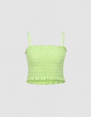 Green Urban Revivo Shirred Cropped Women's Camisole | QBPMDX-013