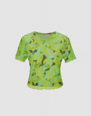 Green Urban Revivo Skinny Women's T-Shirts | AYGXQD-856