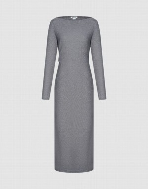 Grey Urban Revivo Boat Neck Straight Women's Dress | XLGCNA-719