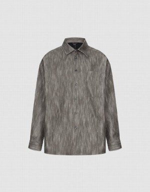 Grey Urban Revivo Button Up Printed Men's Shirts | JCIVBK-274