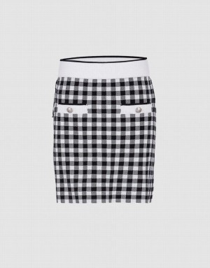 Grey Urban Revivo Checkered Knitted Women's Skirts | GQVRIS-456