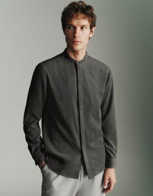 Grey Urban Revivo Crew Neck Straight Men's Shirts | ILCRQS-920