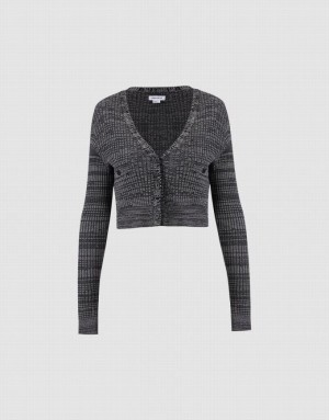 Grey Urban Revivo Cropped Printed Women's Cardigan | DOYGXZ-623