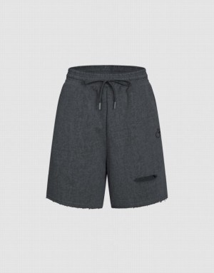 Grey Urban Revivo Drawstring Waist Cut-Out Women's Shorts | MWEVQA-257