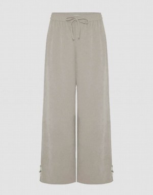 Grey Urban Revivo Drawstring Waist Knitted Wide-Leg Women's Pants | BDUXKH-185