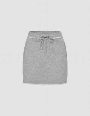 Grey Urban Revivo Drawstring Waist Mini Straight Women's Skirts | YXIDLR-643