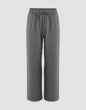 Grey Urban Revivo Drawstring Waist Wide-Leg Loose Men's Pants | GROSLX-419