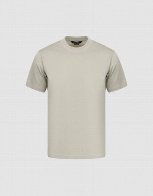 Grey Urban Revivo Drop Shoulder Sleeve Crew Neck Men's T-Shirts | XSHKGU-571