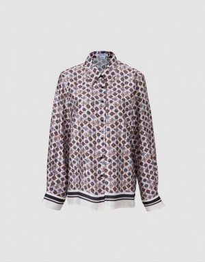 Grey Urban Revivo Geometric Button Up Women's Shirts | PELTHM-643