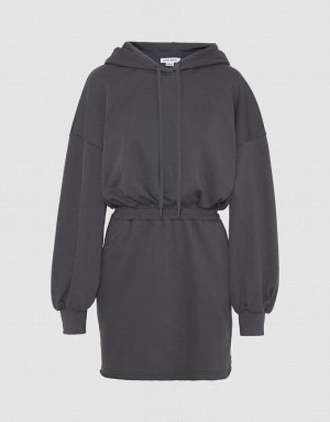 Grey Urban Revivo Hooded Straight Women's Dress | VEPNRF-732