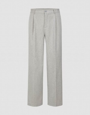 Grey Urban Revivo Loose Straight Men's Pants | OMLRIW-703