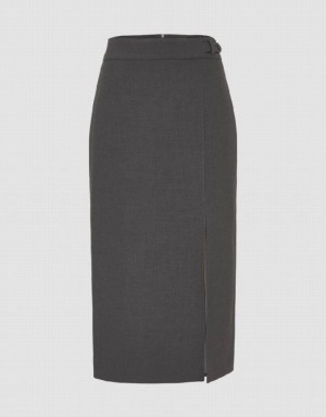 Grey Urban Revivo Midi Straight Women's Skirts | YTNDEF-735