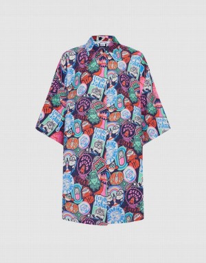 Grey Urban Revivo Minions Allover Print Button Up Women's Shirts | SBKCGF-863