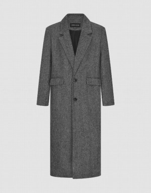 Grey Urban Revivo Notch Lapel Single Breasted Men's Coats | ZLBIHE-782