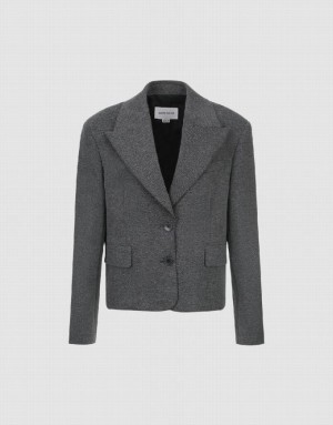 Grey Urban Revivo Peak Lapel Tailored Collar Women's Blazers | SYLERB-183