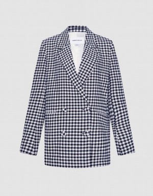 Grey Urban Revivo Plaid Double Breasted Women's Blazers | UYEJZV-582