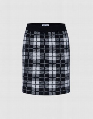 Grey Urban Revivo Plaid Knit Women's Skirts | JRWOSL-018